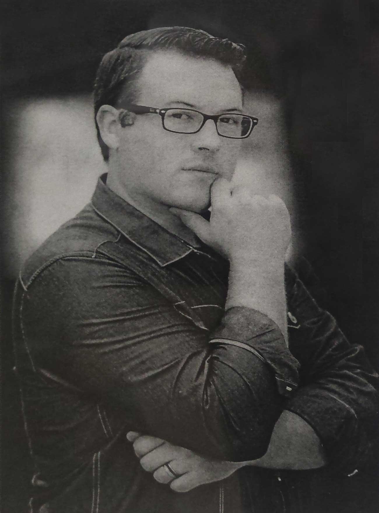 Black and White photo of the artist