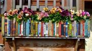 Photo of a flower planter made to look like a bookshelf