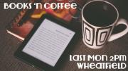 Graphic of an e-reader next to a coffee cup.