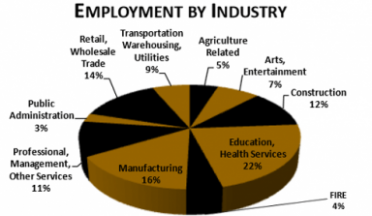 Pie chart of Jasper County employment statistics from guide